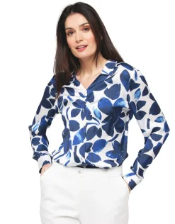 Sale Chemisier bleu fleurs Chemisiers & Blouses|Hauts