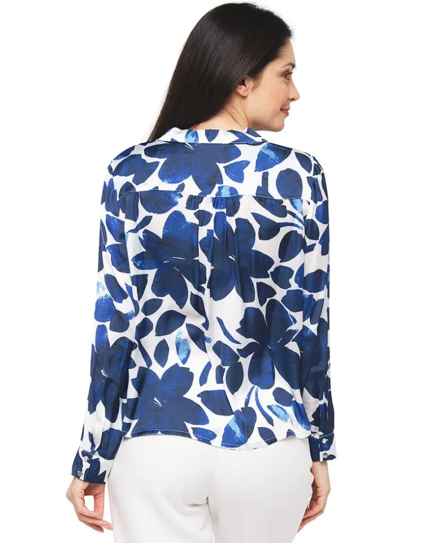 Sale Chemisier bleu fleurs Chemisiers & Blouses|Hauts