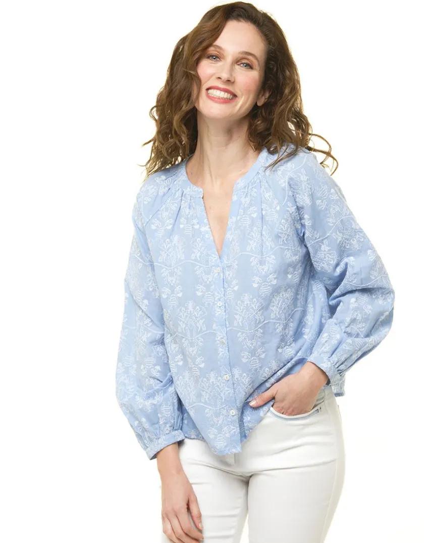 New Chemisier brodé bleu ciel Chemisiers & Blouses|Hauts