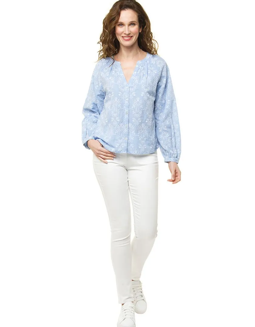 New Chemisier brodé bleu ciel Chemisiers & Blouses|Hauts