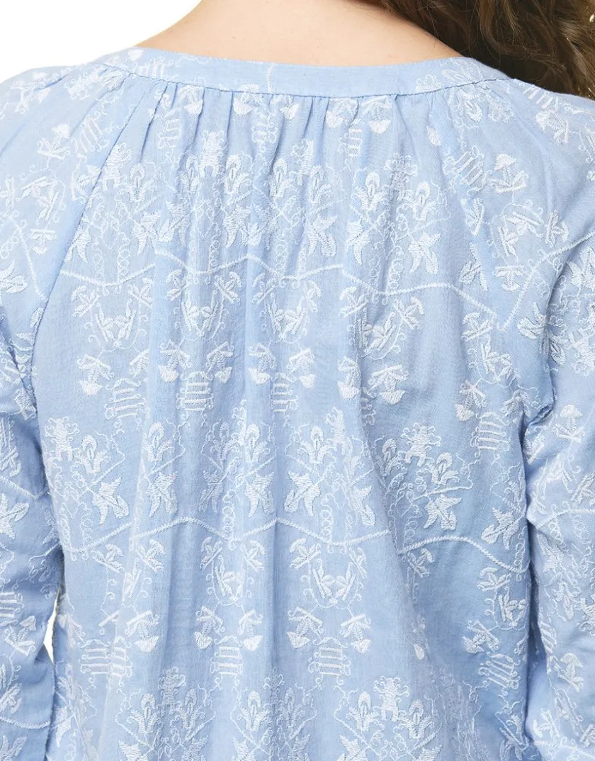 New Chemisier brodé bleu ciel Chemisiers & Blouses|Hauts