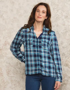 Outlet Chemisier carreaux bleu Chemisiers & Blouses|Hauts