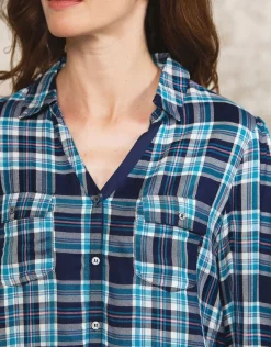 Outlet Chemisier carreaux bleu Chemisiers & Blouses|Hauts