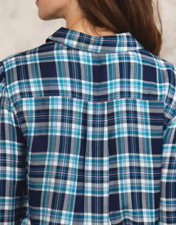 Outlet Chemisier carreaux bleu Chemisiers & Blouses|Hauts