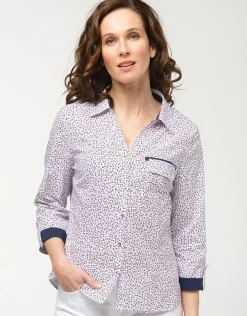 Outlet Chemisier coton fleuri Chemisiers & Blouses|Hauts