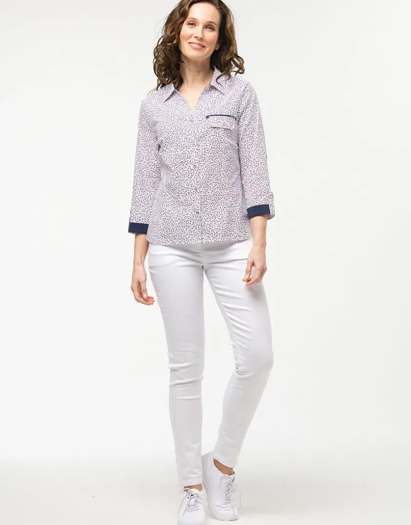 Outlet Chemisier coton fleuri Chemisiers & Blouses|Hauts