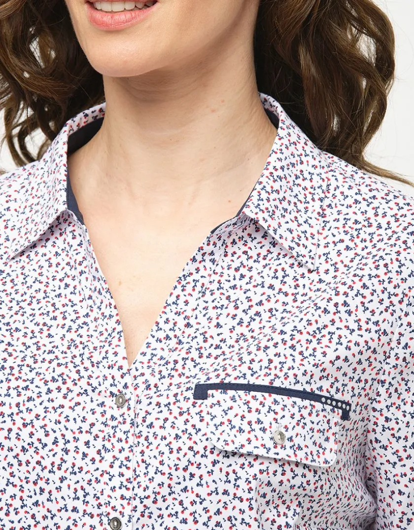 Outlet Chemisier coton fleuri Chemisiers & Blouses|Hauts