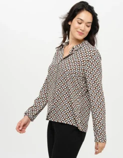 Sale Chemisier écru imprimé Chemisiers & Blouses|Hauts