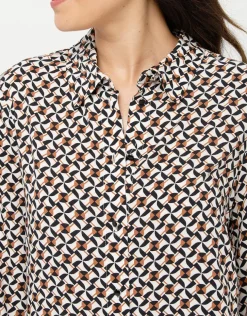 Sale Chemisier écru imprimé Chemisiers & Blouses|Hauts
