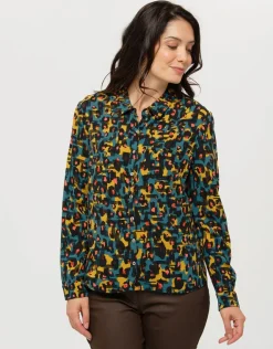 Sale Chemisier imprimé ocre Chemisiers & Blouses|Hauts