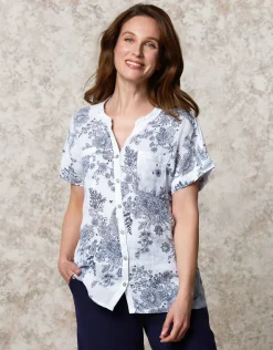 Best Chemisier lin motif bleu Chemisiers & Blouses|Hauts