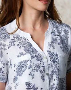 Best Chemisier lin motif bleu Chemisiers & Blouses|Hauts