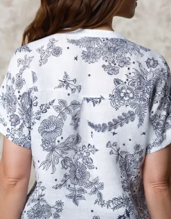 Best Chemisier lin motif bleu Chemisiers & Blouses|Hauts