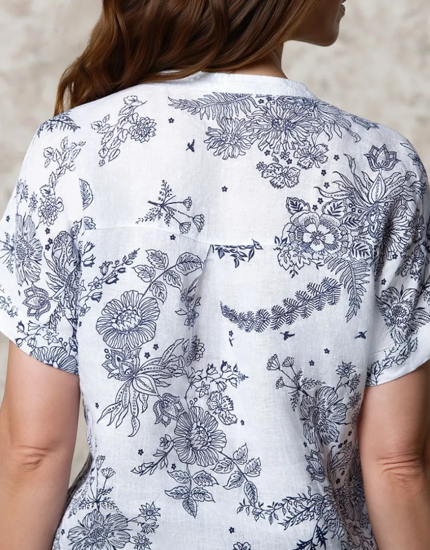 Best Chemisier lin motif bleu Chemisiers & Blouses|Hauts