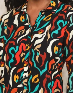 Fashion Chemisier noir motif Chemisiers & Blouses|Hauts