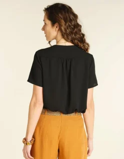Fashion Chemisier noire dentelle Chemisiers & Blouses|Hauts