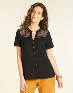 Fashion Chemisier noire dentelle Chemisiers & Blouses|Hauts