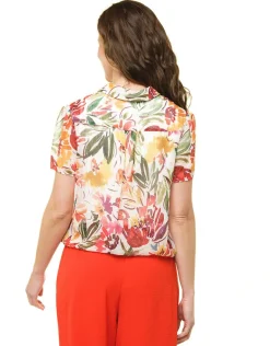 Discount Chemisier orange fleurs Chemisiers & Blouses|Hauts