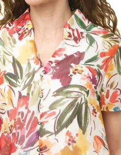Discount Chemisier orange fleurs Chemisiers & Blouses|Hauts