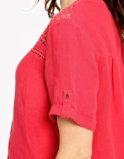 Hot Chemisier rouge 100% lin Chemisiers & Blouses|Hauts