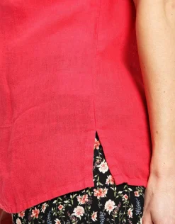 Hot Chemisier rouge 100% lin Chemisiers & Blouses|Hauts
