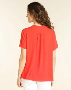 Outlet Chemisier rouge dentelle Chemisiers & Blouses|Hauts