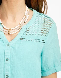 Hot Chemisier vert 100% lin Chemisiers & Blouses|Hauts