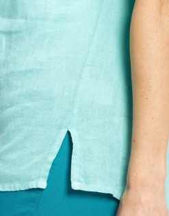 Hot Chemisier vert 100% lin Chemisiers & Blouses|Hauts
