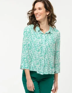New Chemisier vert fleuri Chemisiers & Blouses|Hauts