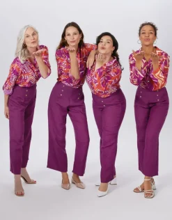 Discount Chemisier violet coton Chemisiers & Blouses|Hauts