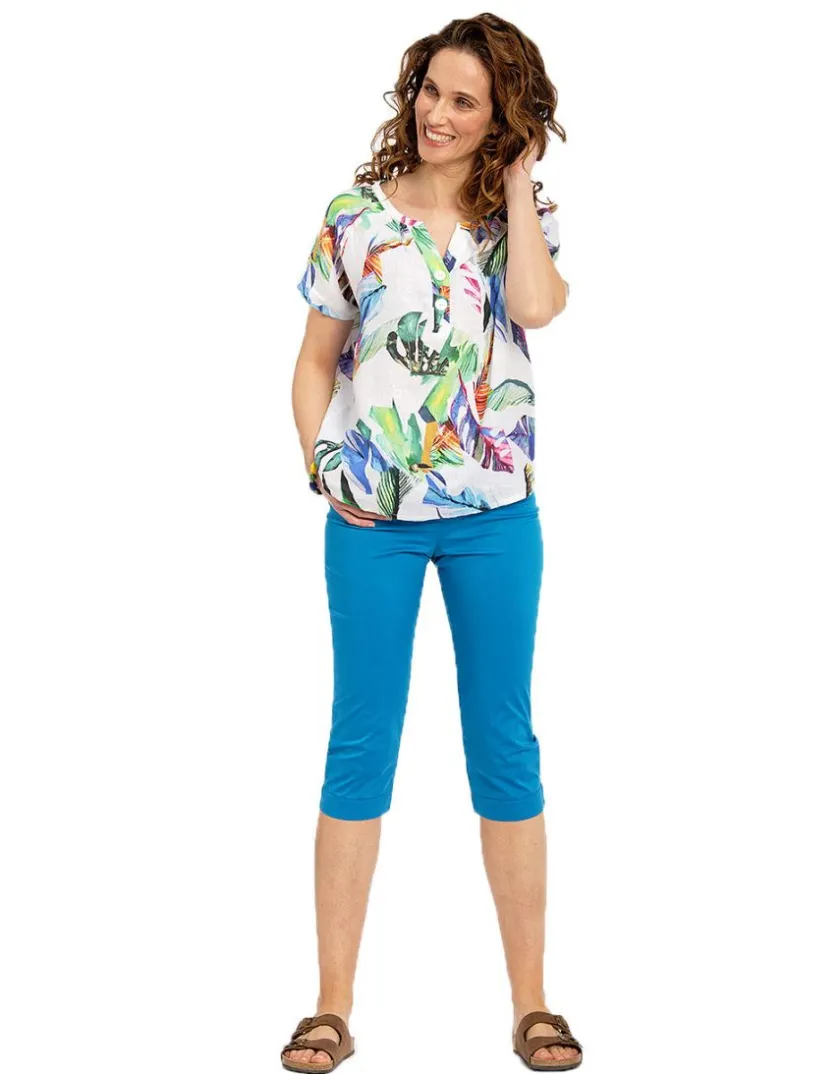 Online Corsaire bleu turquoise Pantacourts