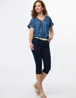 Online Corsaire coton marine Pantacourts|Pantalons