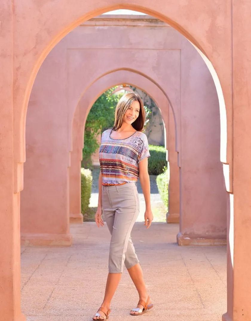 Outlet Corsaire stretch gris Pantacourts|Pantalons