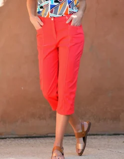Discount Corsaire stretch rouge Pantacourts