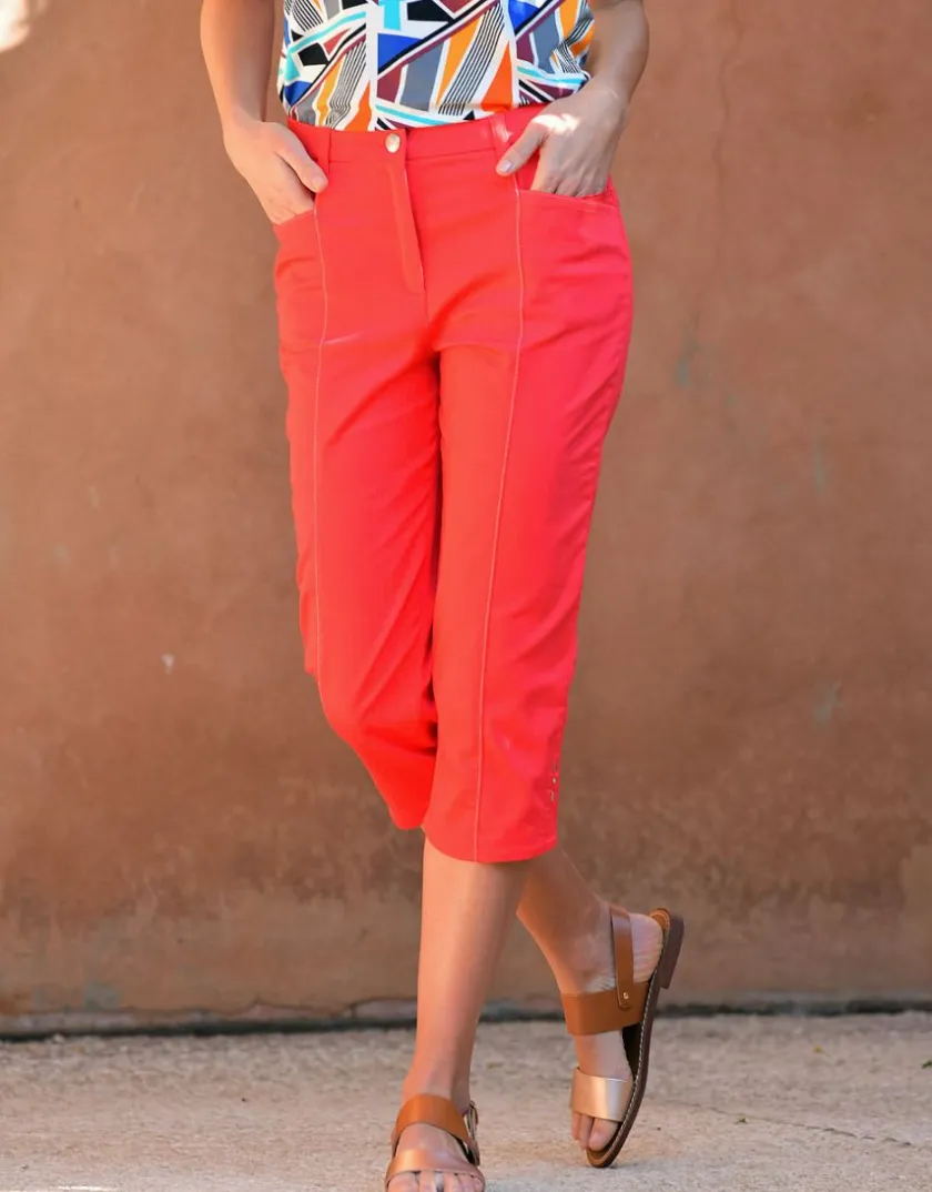 Discount Corsaire stretch rouge Pantacourts