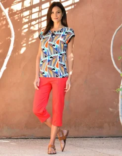 Discount Corsaire stretch rouge Pantacourts