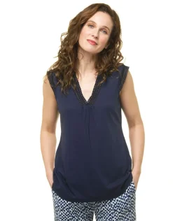 Hot Débardeur bleu marine T-shirts|Hauts