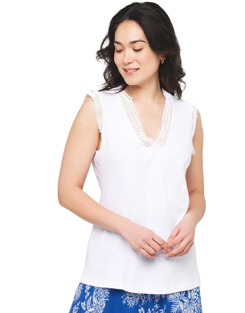 Online Débardeur coton blanc T-shirts|Hauts