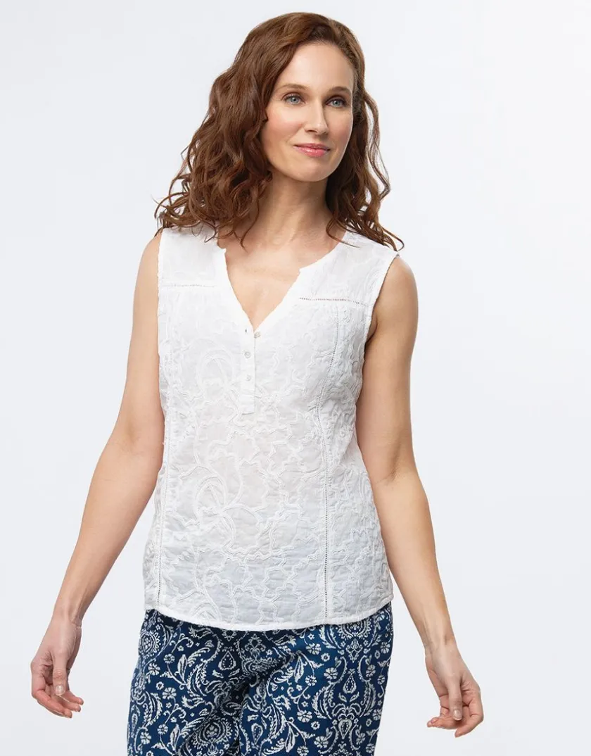 Discount Débardeur coton brodé T-shirts|Chemisiers & Blouses