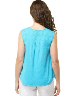 Hot Débardeur coton turquoise T-shirts|Hauts