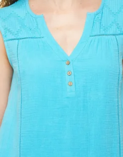 Hot Débardeur coton turquoise T-shirts|Hauts