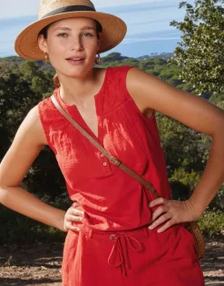 Clearance Débardeur rouge coton T-shirts|Hauts