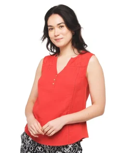 Clearance Débardeur rouge coton T-shirts|Hauts