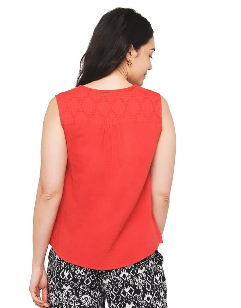Clearance Débardeur rouge coton T-shirts|Hauts