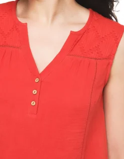 Clearance Débardeur rouge coton T-shirts|Hauts