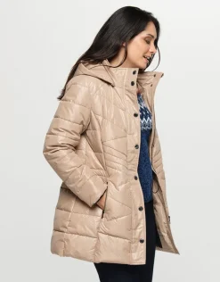 Outlet Doudoune beige imprimé Doudounes|Parkas
