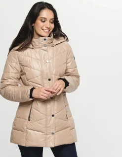 Outlet Doudoune beige imprimé Doudounes|Parkas