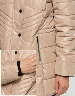 Outlet Doudoune beige imprimé Doudounes|Parkas