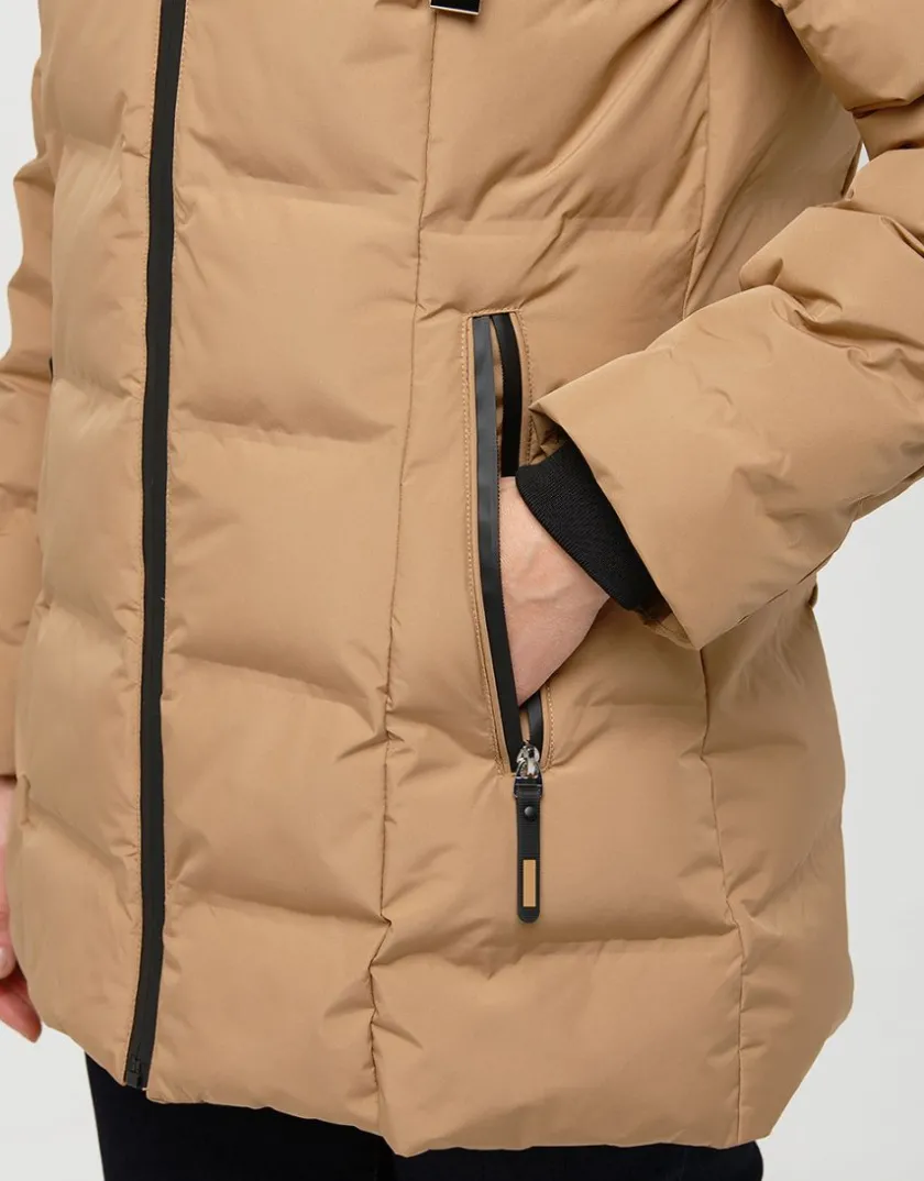 Discount Doudoune longue camel Parkas|Parkas