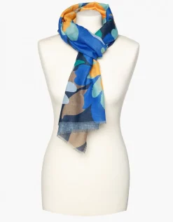 Fashion Foulard bleu fleuri Foulards|Accessoires
